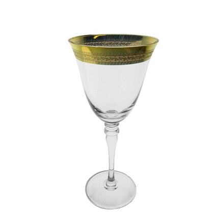 Patterned Gold Rim Wine Glass 11oz