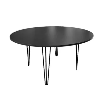 5ft 6in Bravo Round Dining Table Black with Black Hairpin Legs