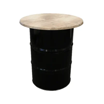 Oil Drum Poseur Table with 800mm Light Wood Effect Table Top